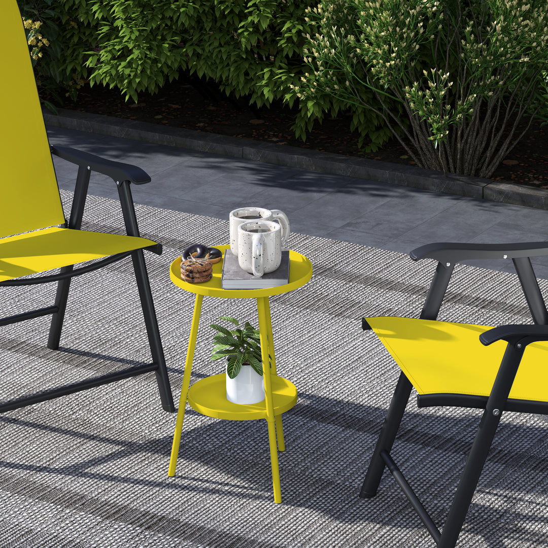 Two-Tier Metal Garden Table - Yellow