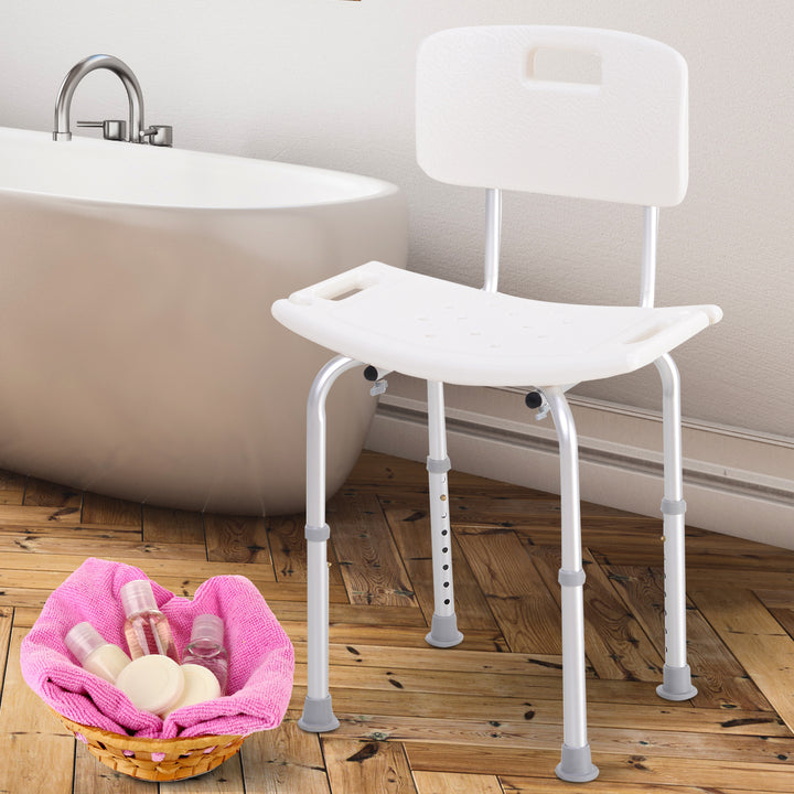 HOMCOM Adjustable Bath Perch: Secure Shower Stool for Elderly Care, Bathroom Safety Aid | Aosom UK