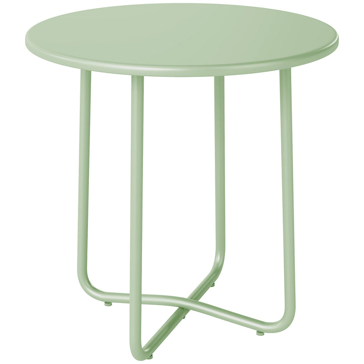 48 cm Round Garden Side Table, Small Metal Outdoor Garden Table with R