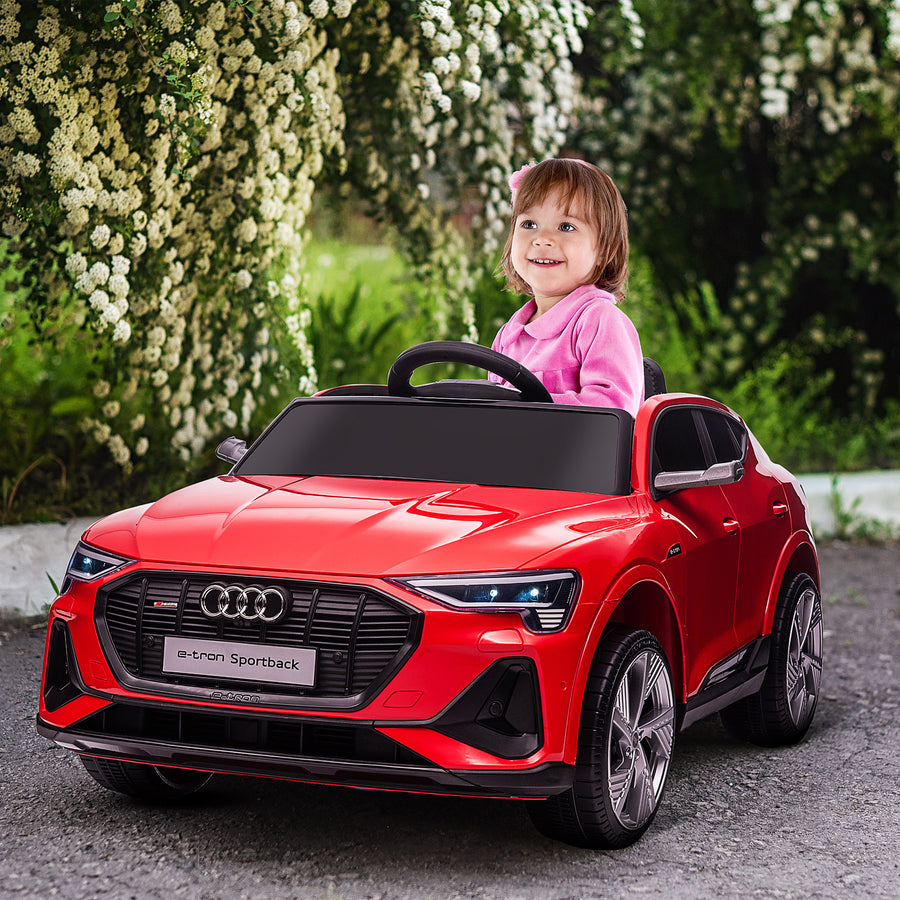 Audi E-tron Licensed 12V Kids' Electric Ride on, Electric Car for Kids, with Parental Remote, Music Lights MP3, Suspension Wheels, for 3-5 Years, Red