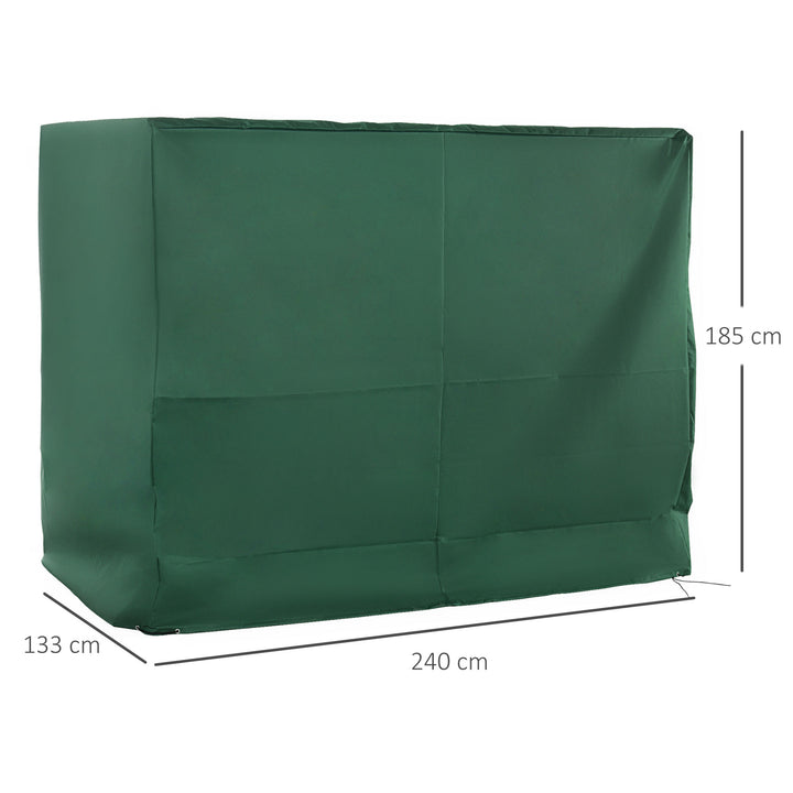 3-Seat Outdoor Garden Swing Chair Protective Cover Water UV Resistant, 240L x 133Wcm, Green