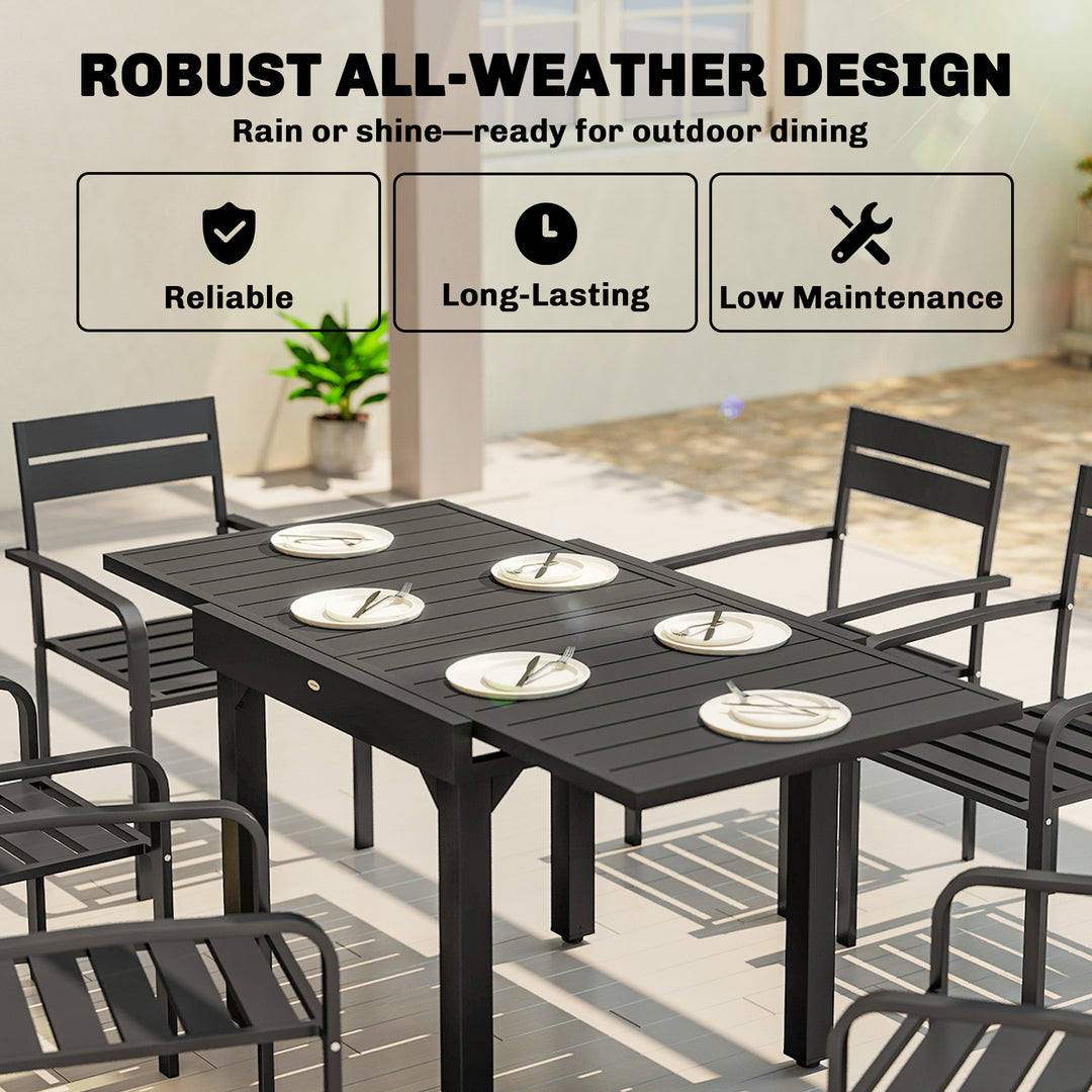 Expandable Patio Dining Table for 4-6 People, 80-160 cm Aluminium Exte