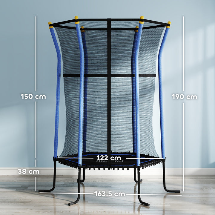Kids Trampoline Mini Bouncer with Enclosure Safety Net For Ages 3-10 Years - Blue