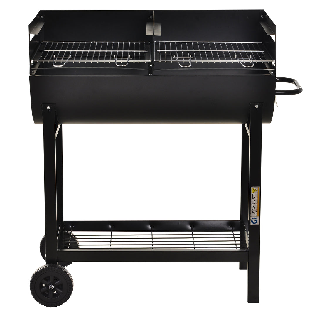 MCL Steel 2-Grill Charcoal BBQ w/ Wheels Black