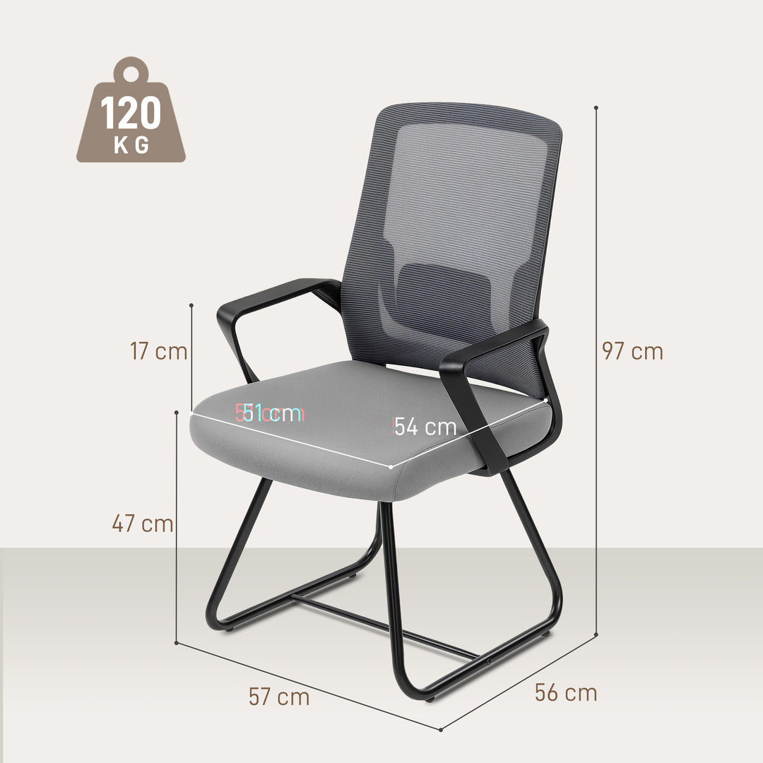 MCL Desk Chair No Wheels, Office Chair with Mesh Back, Lumbar Support, Metal Base for Waiting Room, Conference Room, Dark Grey