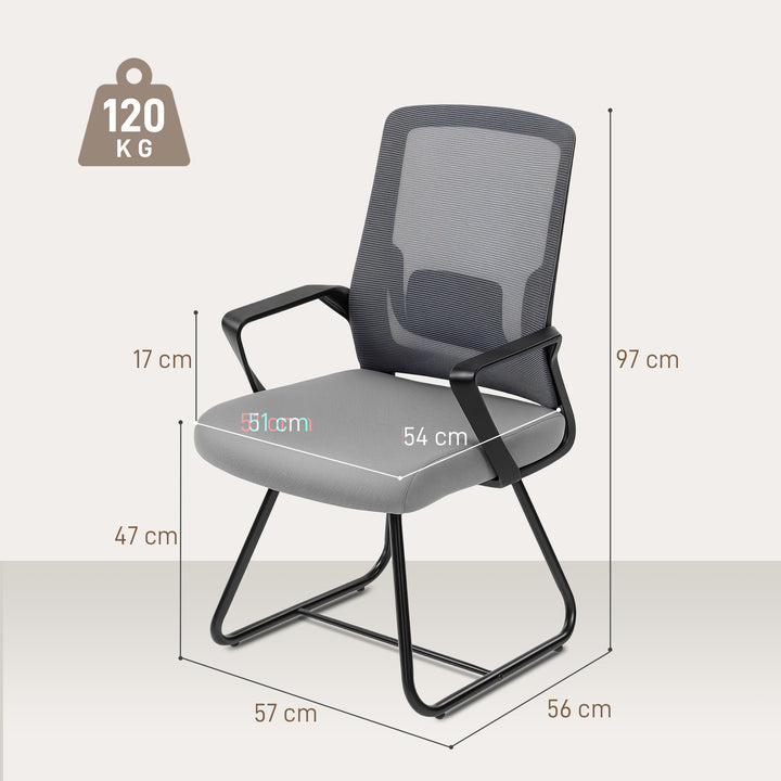 MCL Desk Chair No Wheels, Office Chair with Mesh Back, Lumbar Support, Metal Base for Waiting Room, Conference Room, Dark Grey