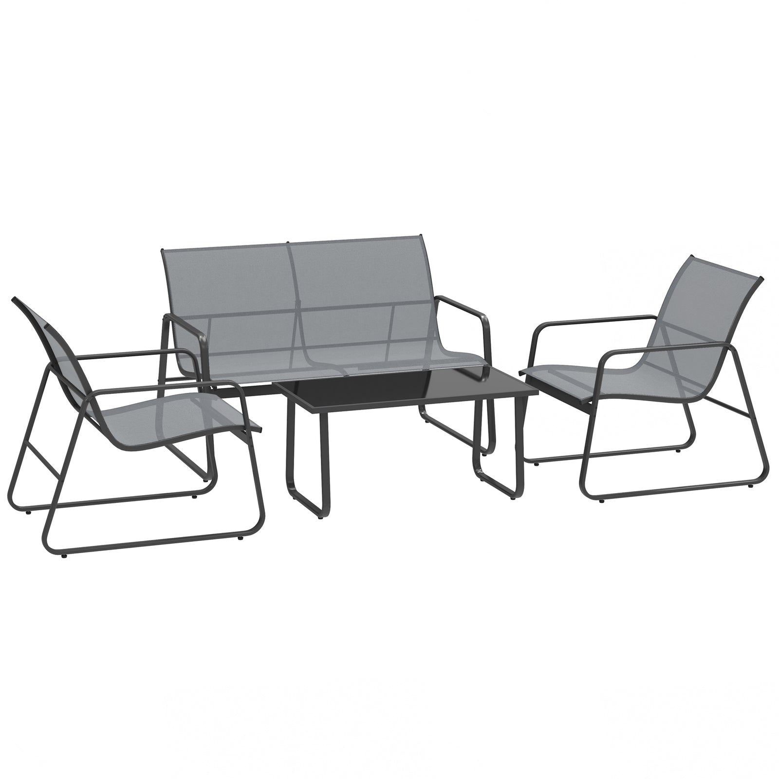 Four-Piece Minimalistic Garden Sofa Set - Light Grey
