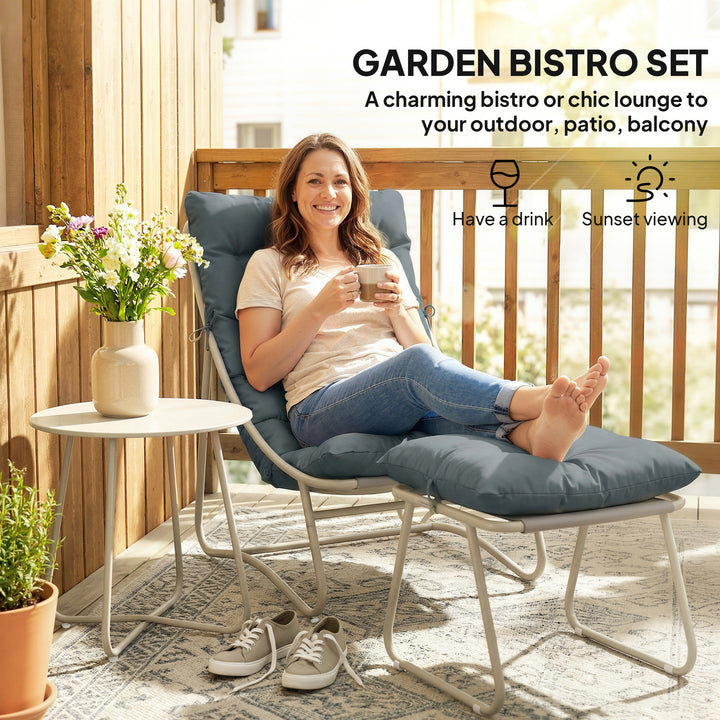 Bistro Set for Garden, 3 Piece Outdoor Table and Chair with Footstool 