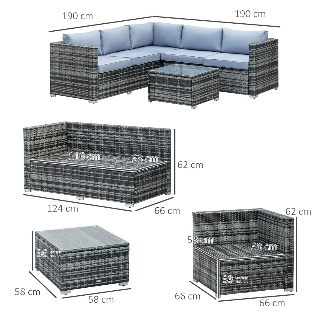 Four-Piece Rattan Sofa Set - Grey