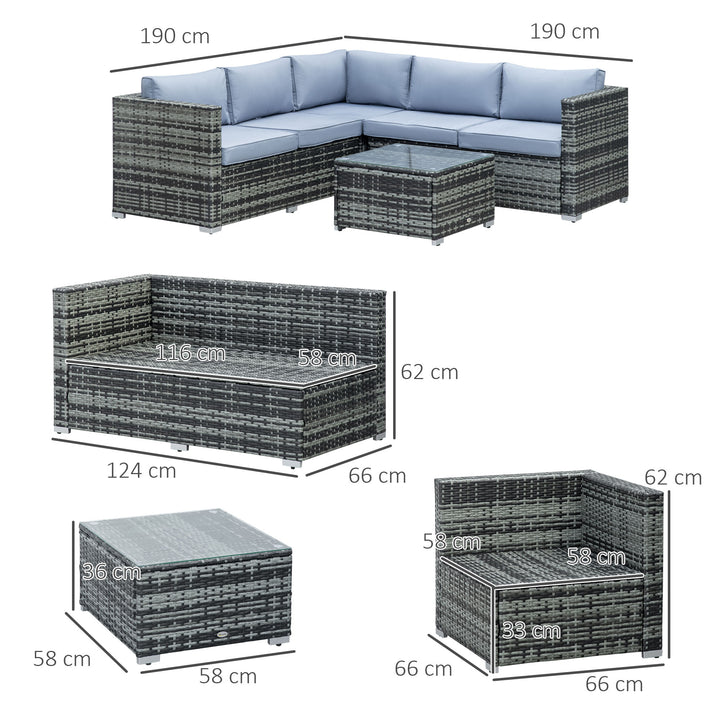 Four-Piece Rattan Sofa Set - Grey