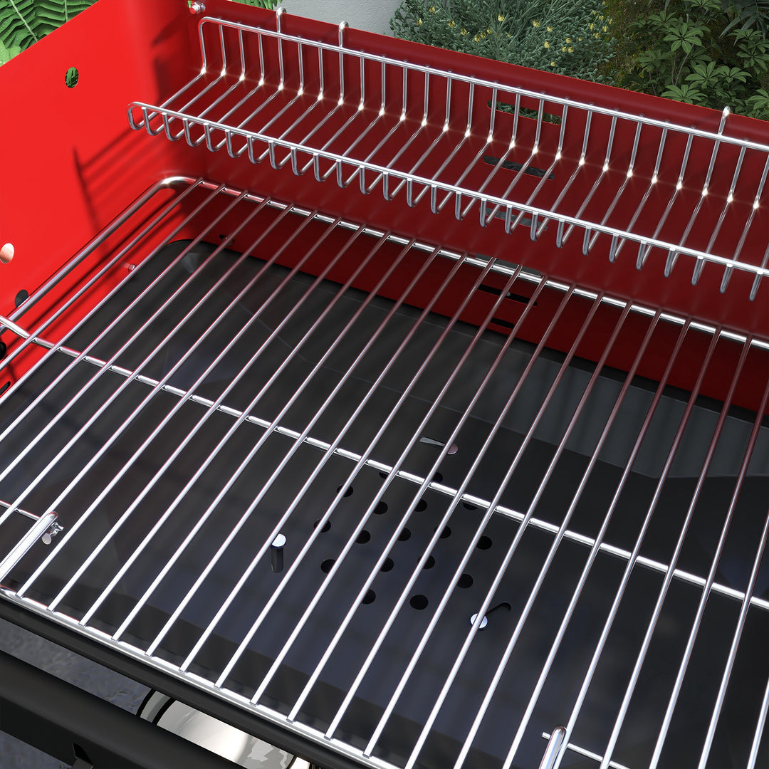 Charcoal BBQ, with Five Position Grill Grate - Red