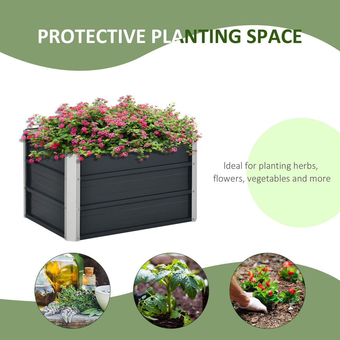 108L Raised Garden Bed, Galvanized Steel Elevated Planter Box w/ Installation Gloves for Backyard, Patio to Grow Vegetables, Herbs, and Flowers, 66 x 47 x 40cm, Grey