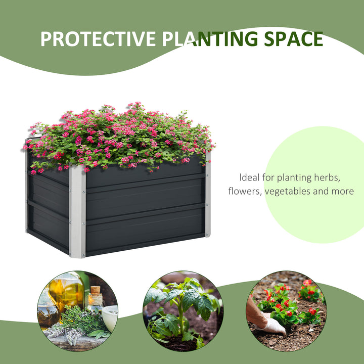 108L Raised Garden Bed, Galvanized Steel Elevated Planter Box w/ Installation Gloves for Backyard, Patio to Grow Vegetables, Herbs, and Flowers, 66 x 47 x 40cm, Grey