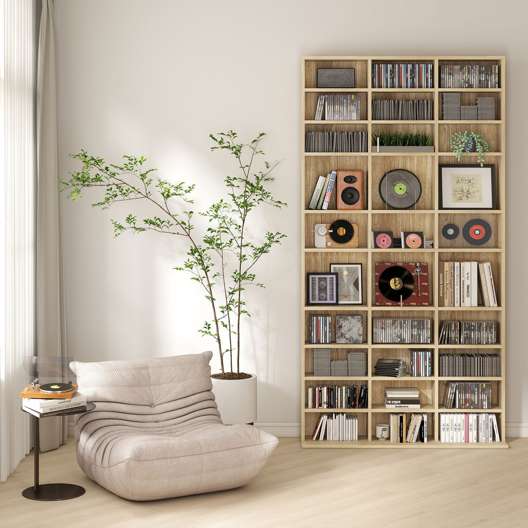 CD Storage Unit with Adjustable Shelves, 102 x 195 cm, Oak Tone