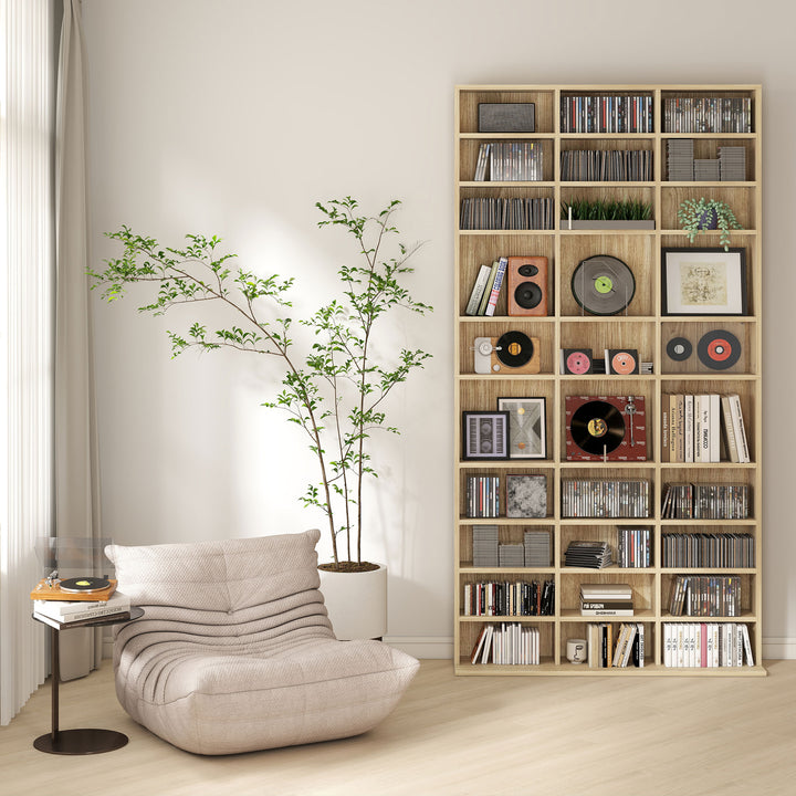 CD Storage Unit with Adjustable Shelves, 102 x 195 cm, Oak Tone