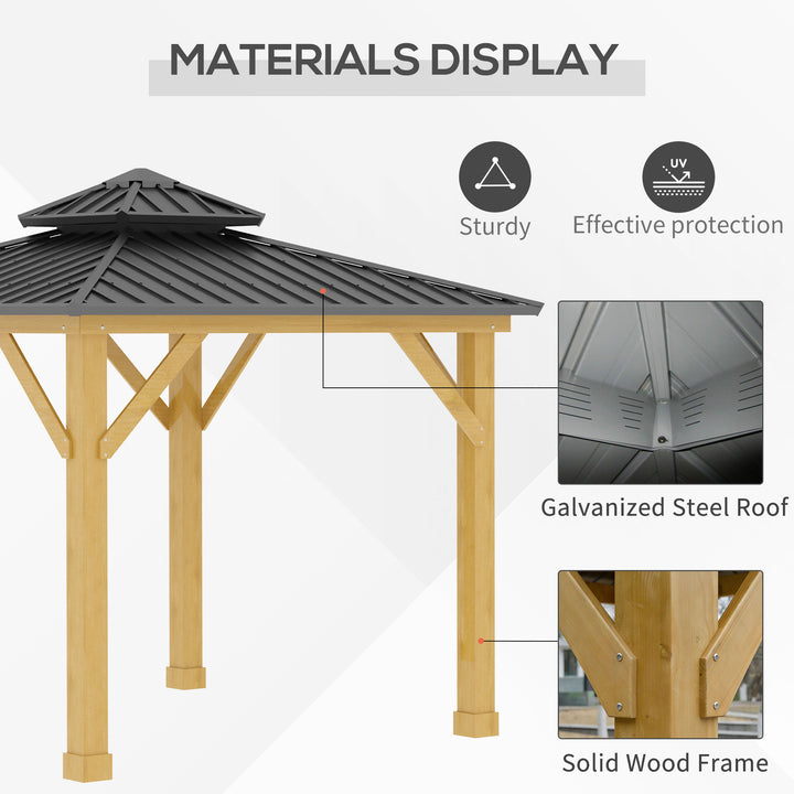 Outsunny 3x(3)M Outdoor Hardtop Gazebo Canopy with 2