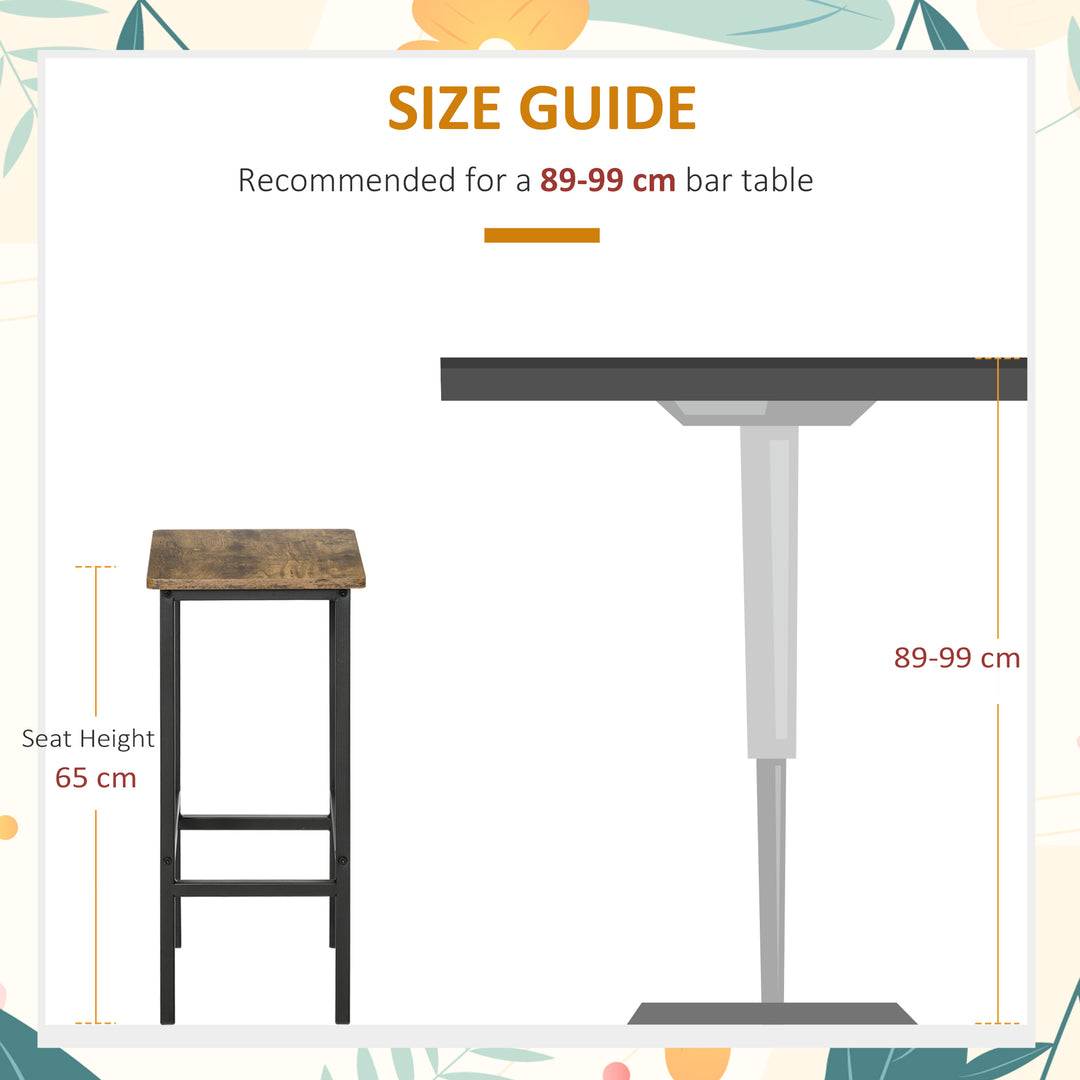 MCL Industrial Bar Stools, Set of 2 Kitchen Breakfast Bar Chairs with Footrest, Counter Height Island Stools for Dining Area, Home Pub, Rustic Brown