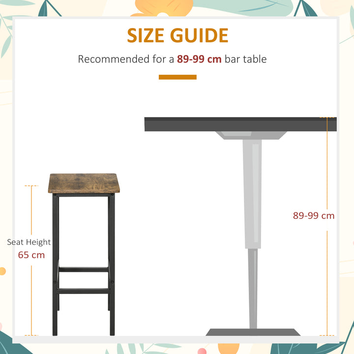 MCL Industrial Bar Stools, Set of 2 Kitchen Breakfast Bar Chairs with Footrest, Counter Height Island Stools for Dining Area, Home Pub, Rustic Brown