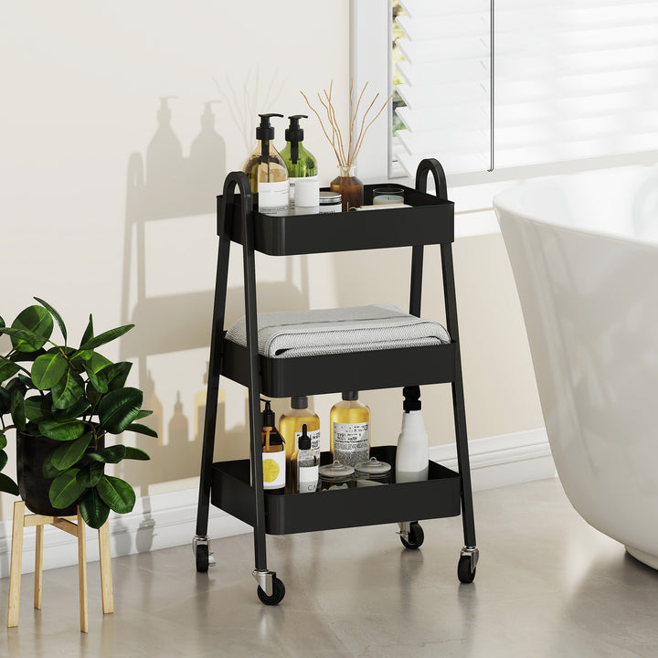 Three-Tier Storage Trolley - Black