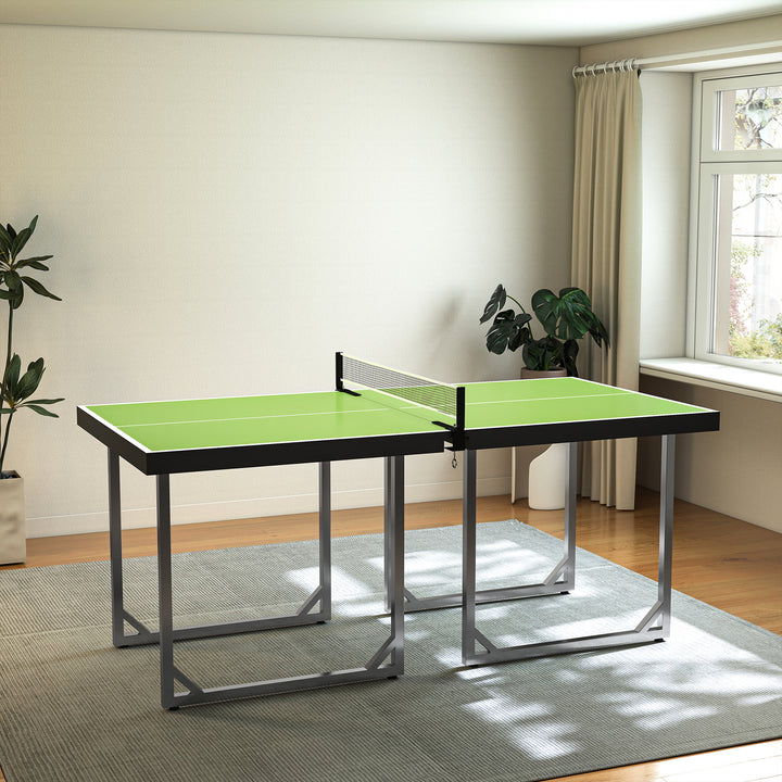 HOMCOM 6ft Table Tennis Table, Ping Pong Table with Net, Foldable and Portable Ping Pong Set for Indoor Outdoor Use, Easy Assemble, Midsize, Green