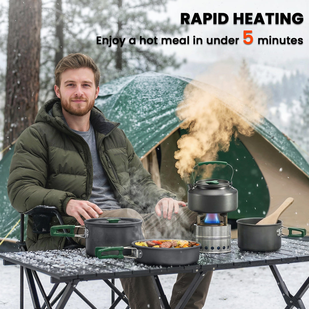 Camping Cookware Set for 4-5 People, Lightweight Aluminium Camping Coo