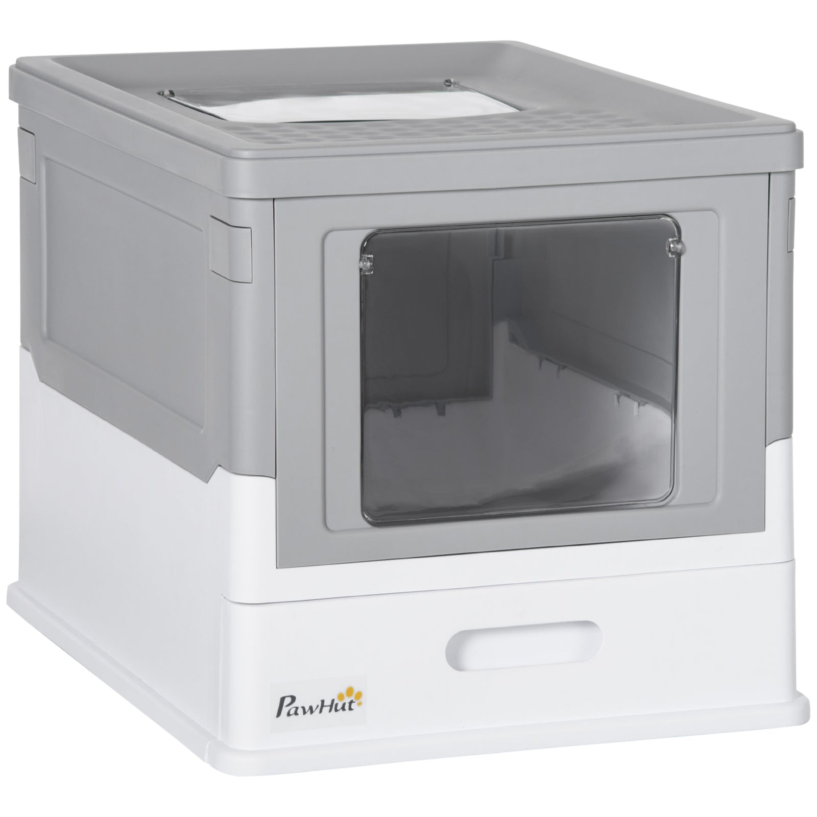 Hooded Cat Litter Box, Portable Pet Toilet, with Scoop, Front Entry - Grey