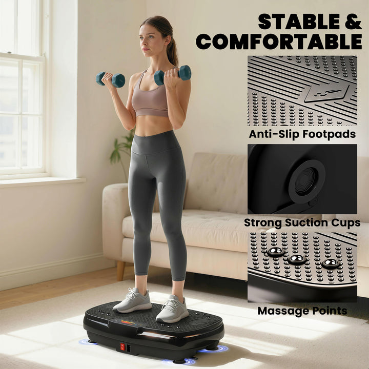 Vibration Plate Exercise Machine with 120 Speed Levels, 5 Programs, Qu
