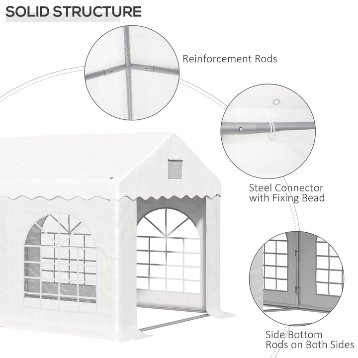 Outsunny 4 x 3 m Gazebo Canopy Party Tent with 4 Removable Side Walls and Windows for Outdoor Event, White