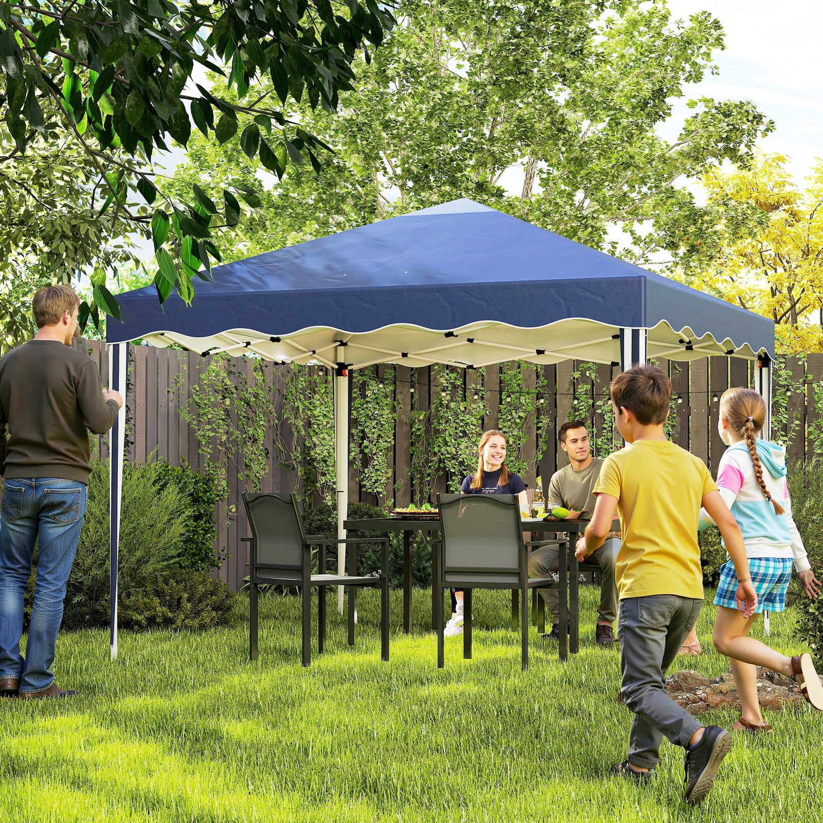 3 x 3cm Adjustable Height Pop-Up Gazebo, with Bag - Blue
