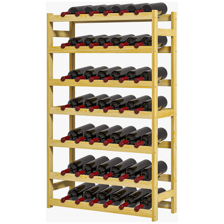 HOMCOM 42-Bottle Wooden Wine Rack - Natural Finish | Aosom UK