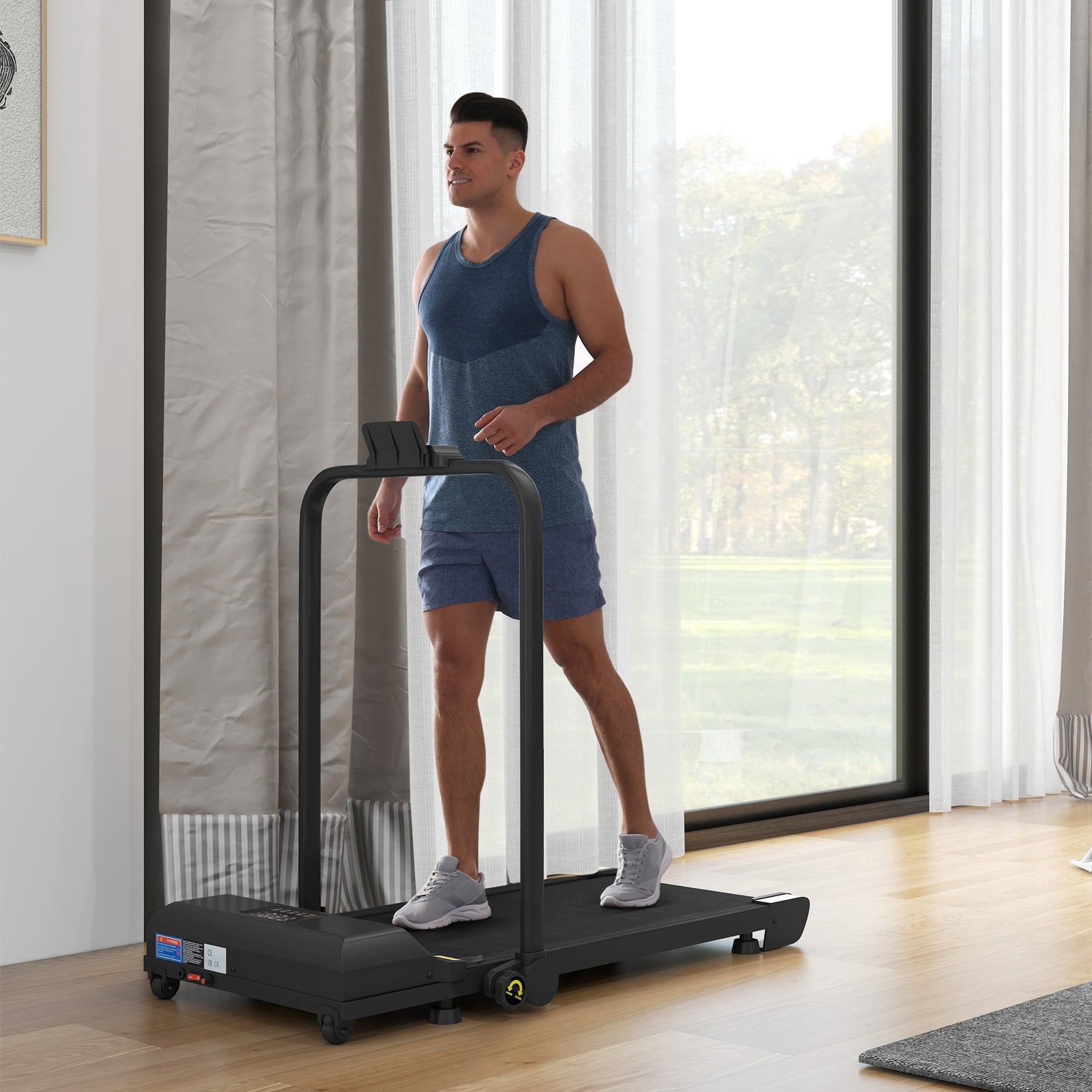 2.5HP Walking Pad Treadmill, Folding Under Desk Treadmill, Walking Machine, 1-10km/h, with Remote Control