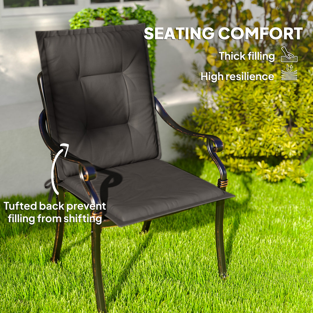 Set of Four Padded Garden Seat Cushions - Charcoal Grey