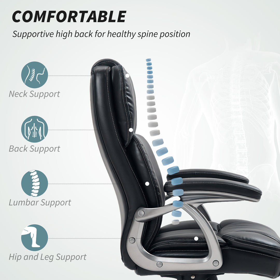 49.5-59cm Faux Leather Office Chair - Black