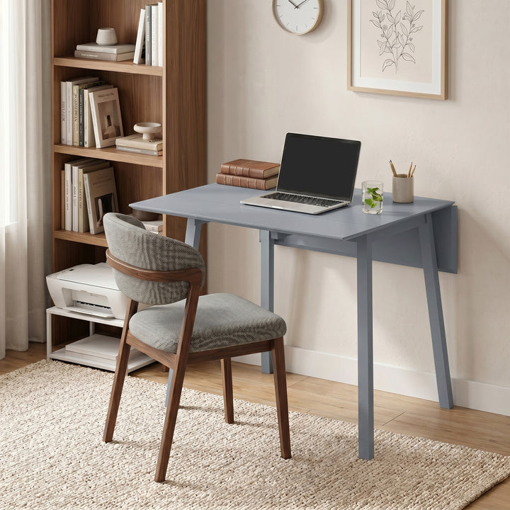 Solid Wood Folding Dining Table, Drop Leaf Table for 2-4 People, Recta