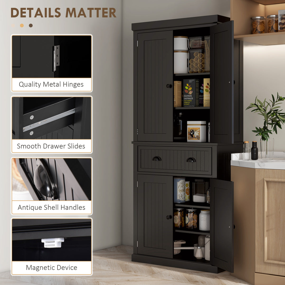 Freestanding Multi-Storage Kitchen Cabinet - Black