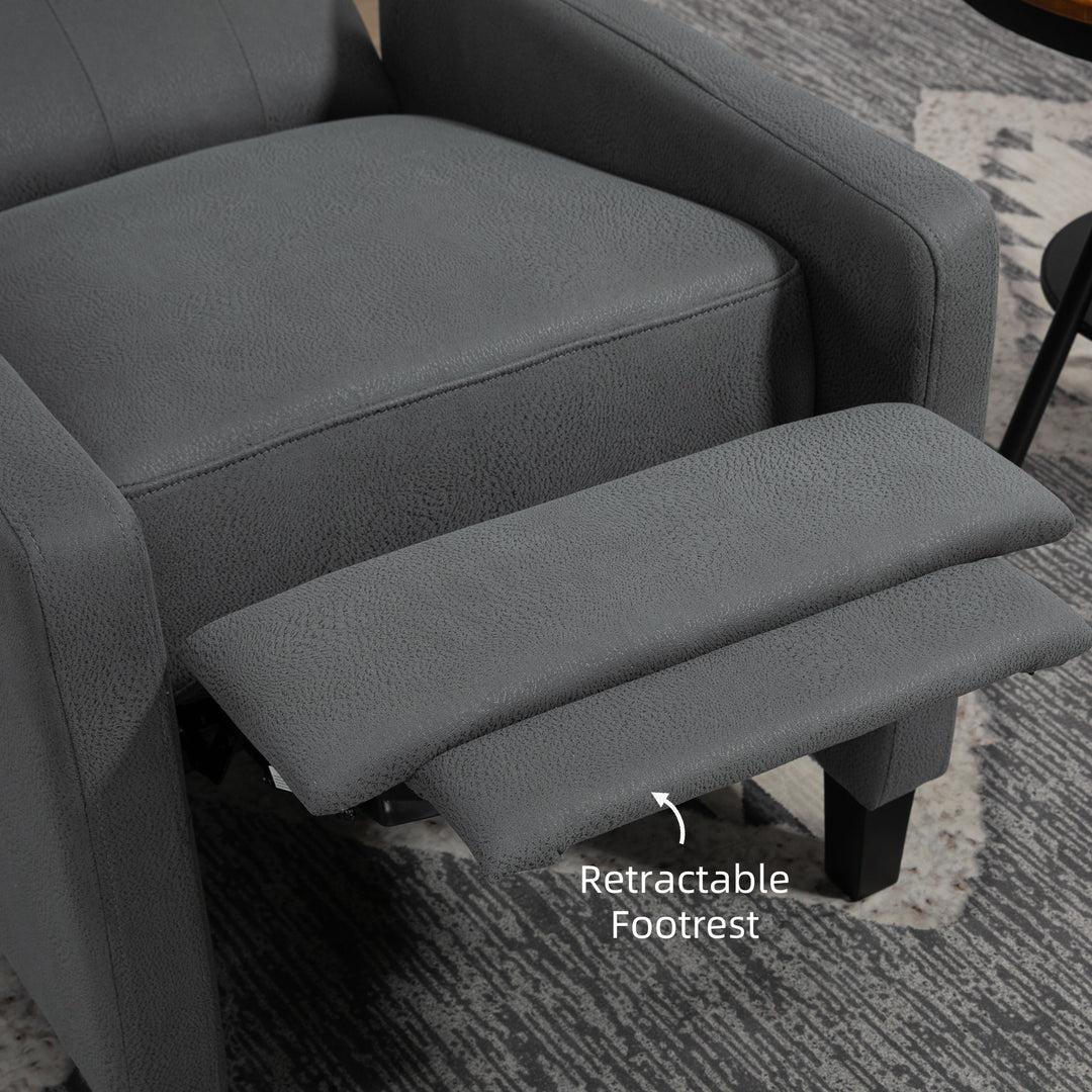 Wingback Recliner Chair for Home Theater, Button Tufted Microfibre Cloth Reclining Armchair with Leg Rest, Deep Grey