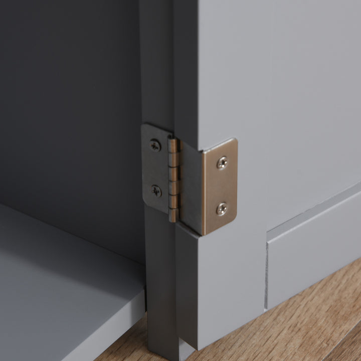 MCL Wooden Cat Litter Box Enclosure Furniture with Adjustable Interior Wall & Large Tabletop for Nightstand, Grey