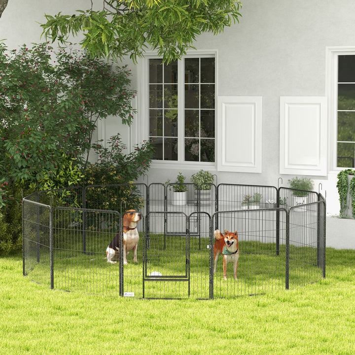 12 Panels Heavy Duty Puppy Playpen, for Small Dogs, Indoor and Outdoor Use - 240cm x 240cm x 60cm