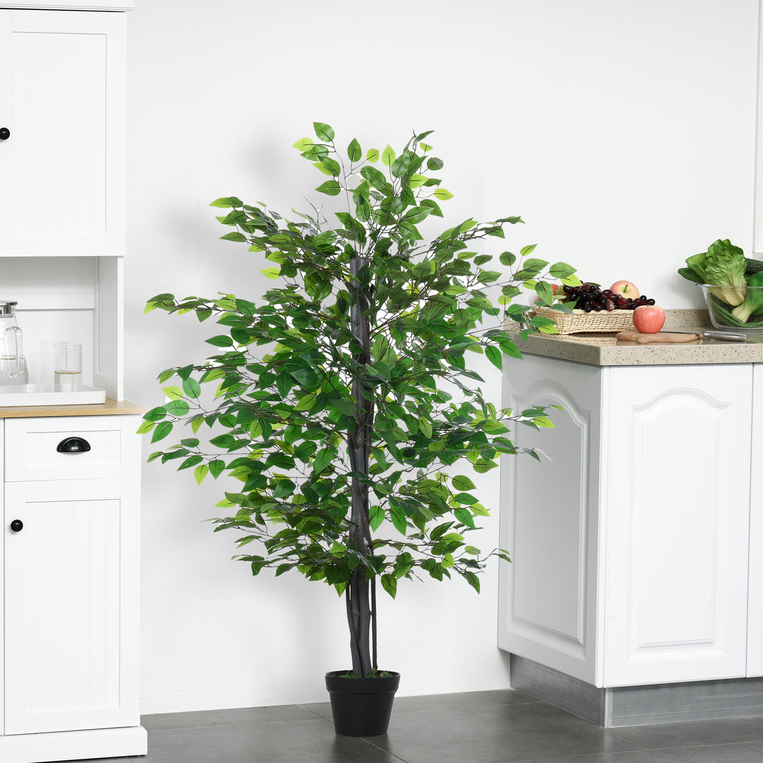 145cm Artificial Banyan Plant Faux Decorative Tree w/ Cement Pot Vibrant Greenery Shrubbery Indoor Outdoor Accessory