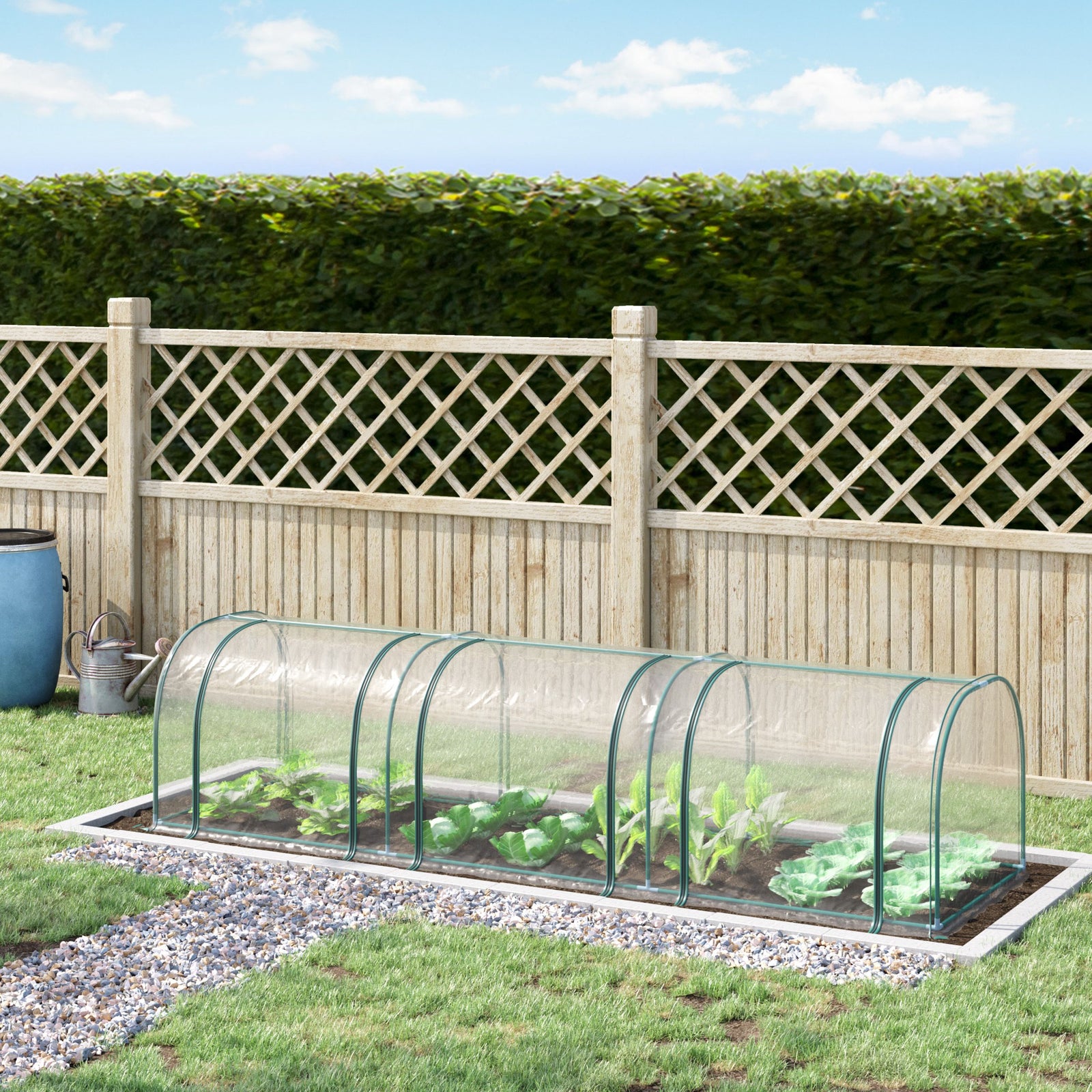 Mini Greenhouse, Small Polytunnel Green House with Zipped Doors, Steel Frame for Garden Patio, 300 x 100 x 80cm, Clear
