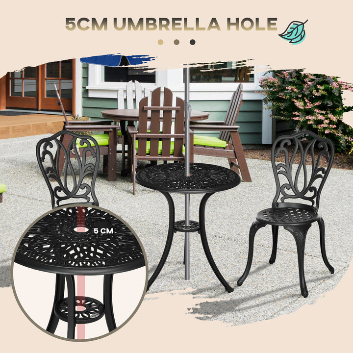 3 Piece Garden Bistro Set, Cast Aluminium Outdoor Furniture Set with U