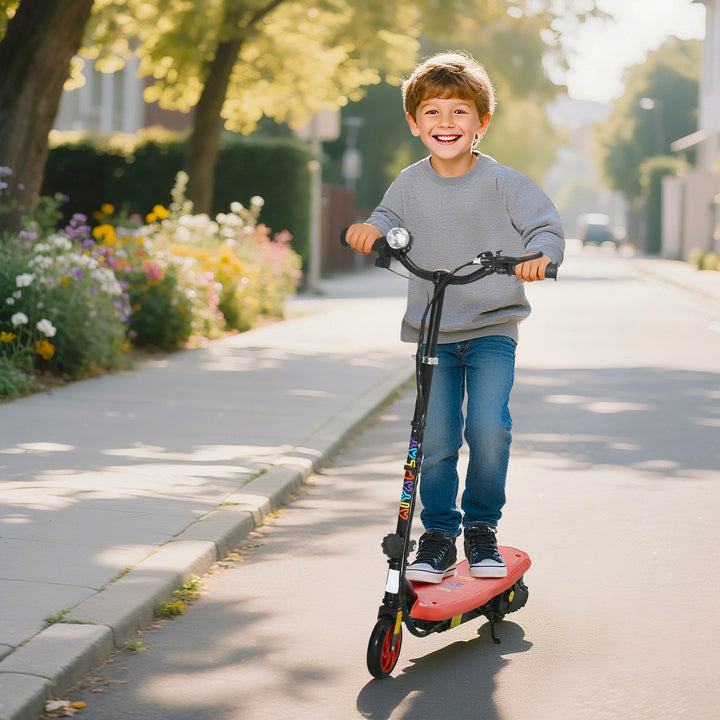 MCL Foldable Electric Scooter, with LED Headlights, for Ages 7-14 Years, Red