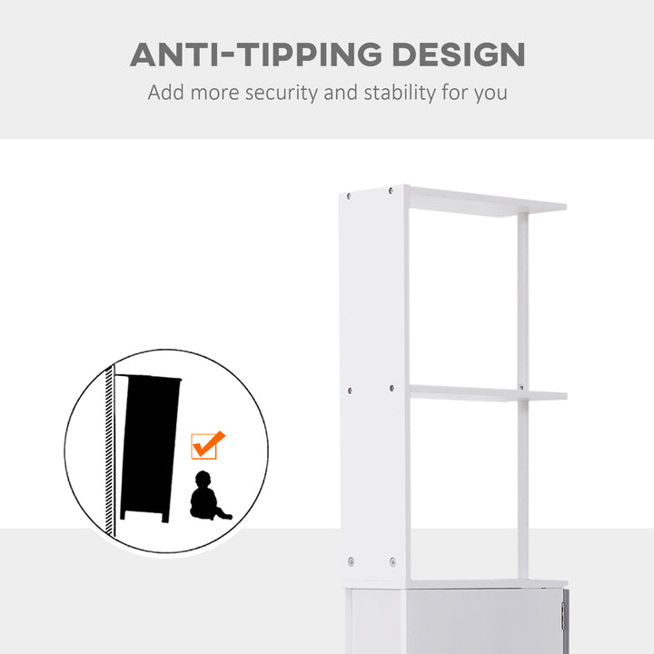 Tall Bathroom Cabinet, Freestanding Bathroom Storage Cabinet with 2-Tier Shelf and Drawers, Narrow Cupboard Storage Unit, White, Grey