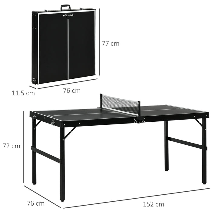 MCL 5ft Mini Table Tennis Table, Folding Ping Pong Table with Net and Aluminium Frame, Portable Ping Pong Game Set for Indoor Outdoor Use, Black