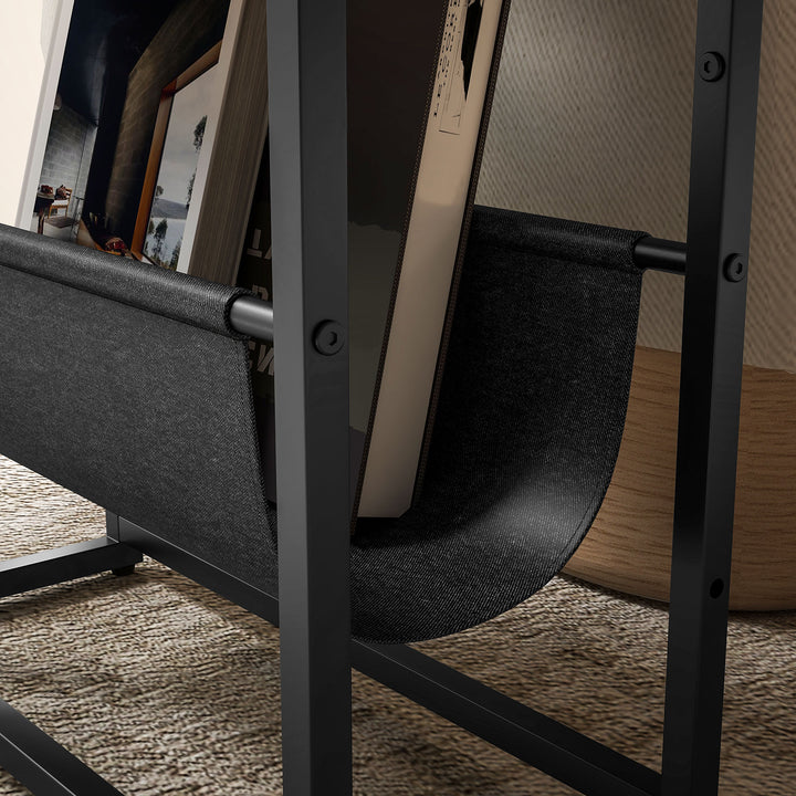 MCL Narrow Side Table, End Table with 3-Tier Storage, V-Shaped Magazine Holder for Living Room, Bedroom, 43 x 18 x 56 cm, Ru