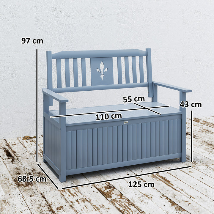 Two-Seater Wooden Storage Bench - Grey