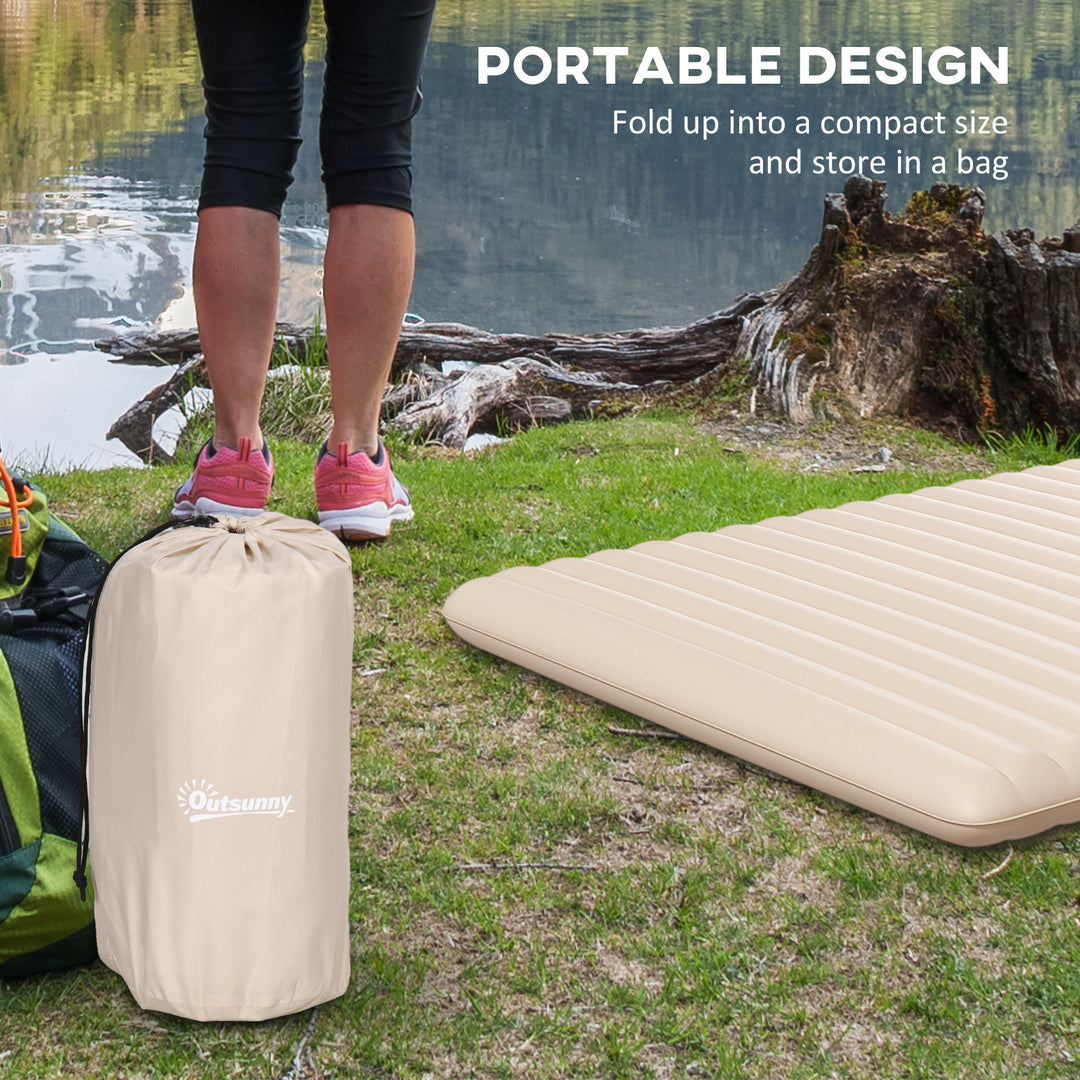 Double Inflatable Mattress, with Built-In Pump - White