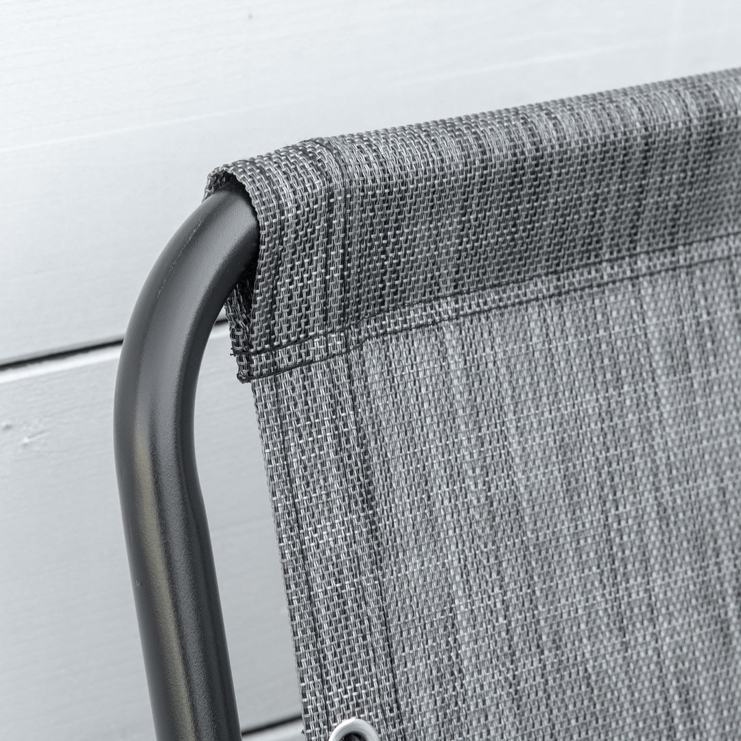 MCL 2 Pieces Foldable Chair Set, Outdoor Portable Loungers for Camping Pool Beach Deck, Lawn Chairs with Armrest Steel Frame, Grey