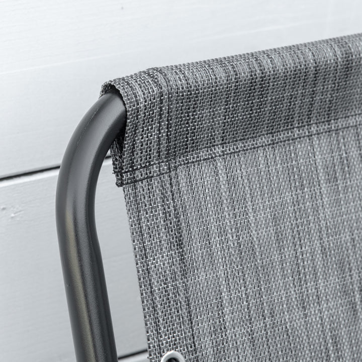 MCL 2 Pieces Foldable Chair Set, Outdoor Portable Loungers for Camping Pool Beach Deck, Lawn Chairs with Armrest Steel Frame, Grey