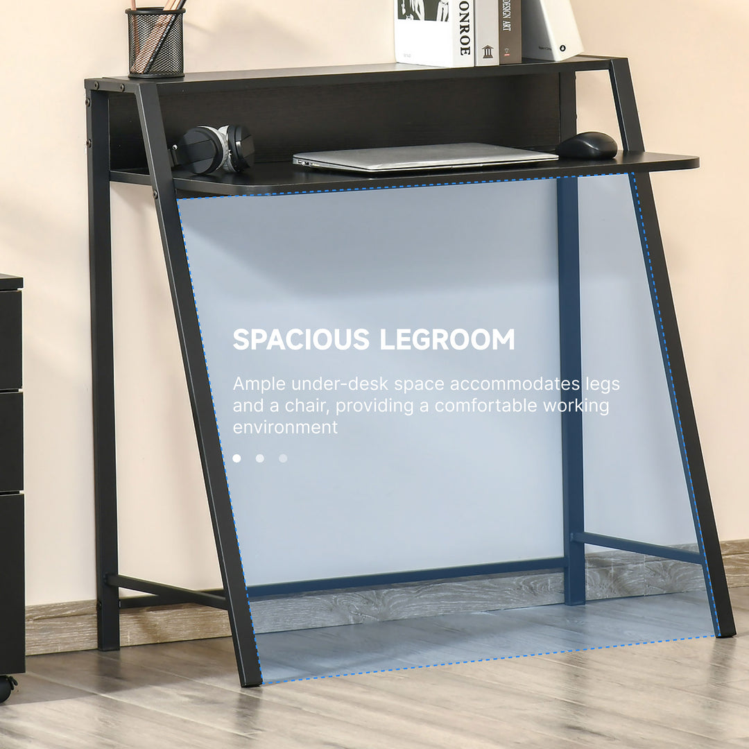 MCL Writing Desk Computer Table Home Office PC Laptop Workstation Storage Shelf 84L x 45W cm Black